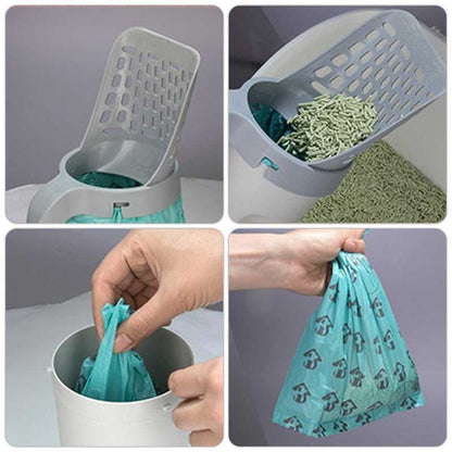 cat litter cleaning tool litter box cleaning scooper with bag attached