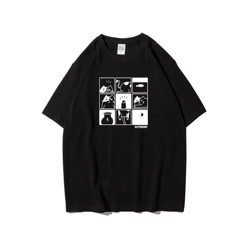 oversized cool cat shirt in black color