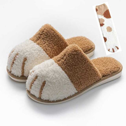 Cat Paw Winter Slippers With Socks
