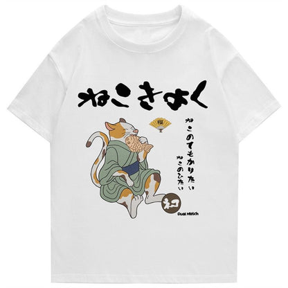 white color cat with taiyaki cats t shirts