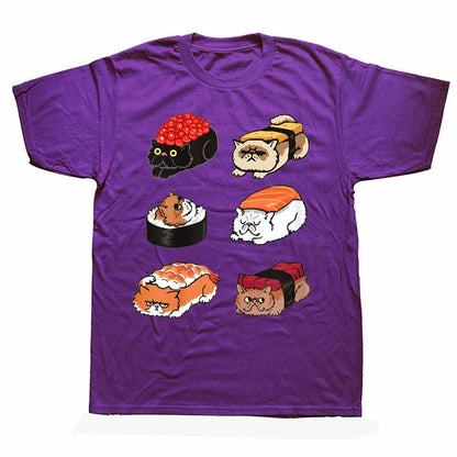 a purple color funny cat t shirt 