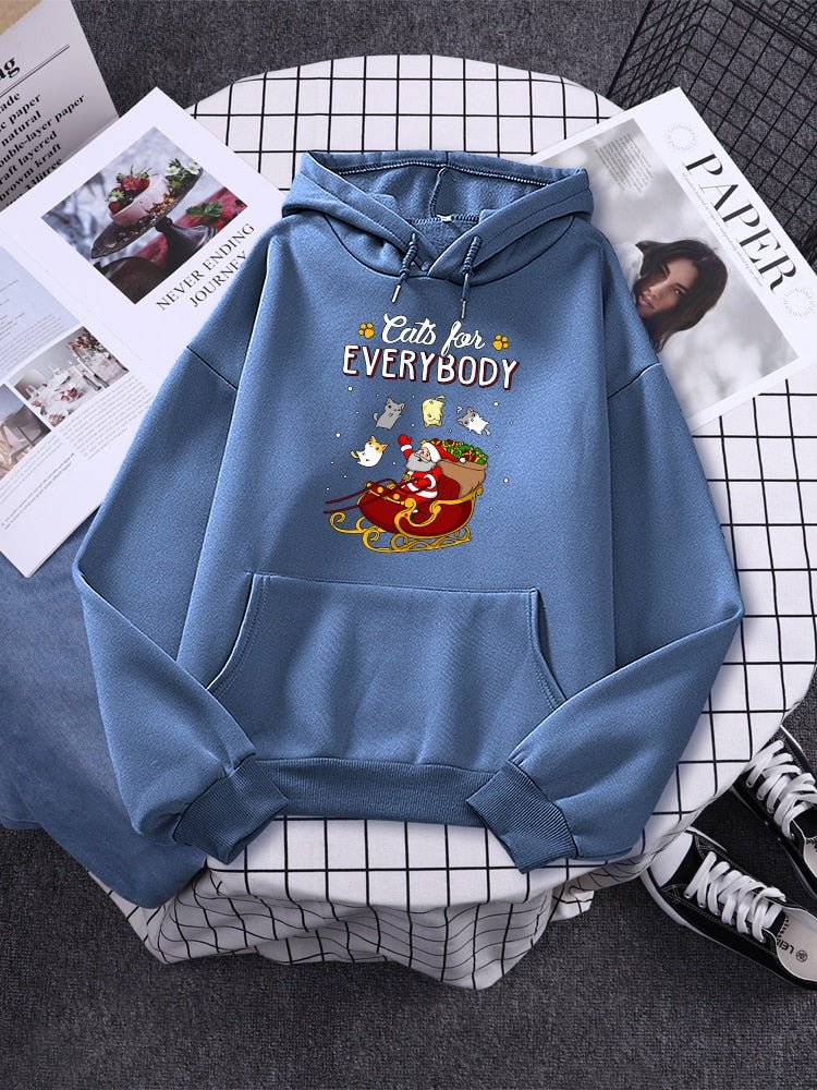 'Cats for everybody!' Christmas Cat Hoodie