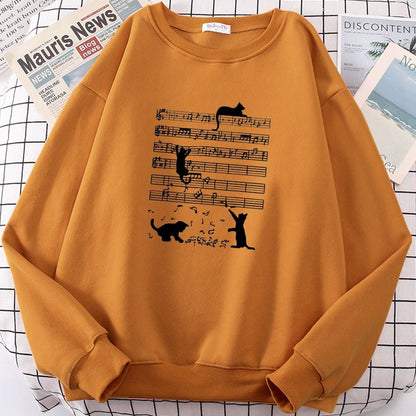 khaki color kitty sweatshirt for music teacher and musician
