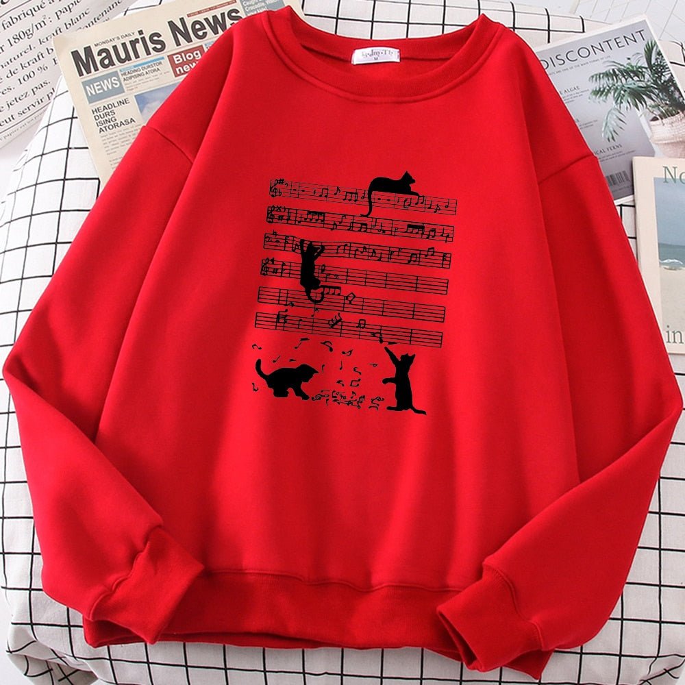 'Cats on sheet music' cat mom sweatshirt