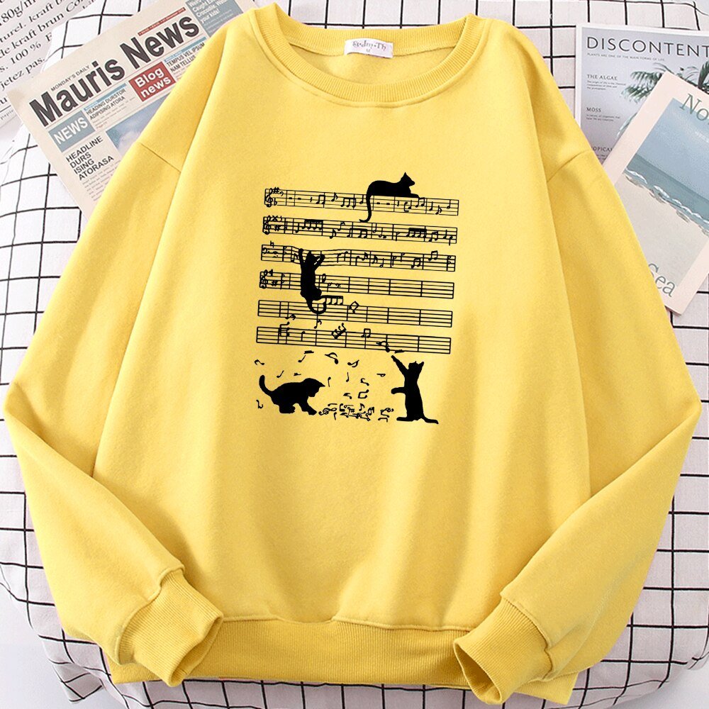 yellow sweatshirt specially for cat lover plus musician