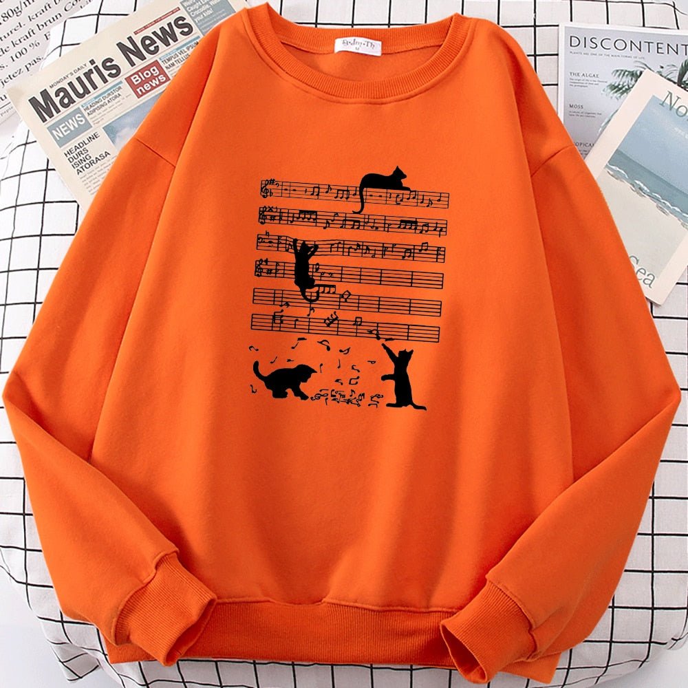 'Cats on sheet music' cat mom sweatshirt