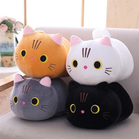 different colors of pillow cat plush that is very soft
