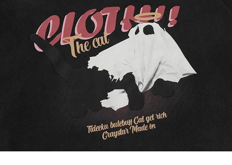 "Cloth! The Cat" Ghost Black Cat Tee Shirt