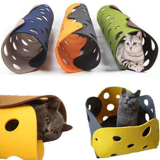 super fun colorful Cat Toy Tunnel made of felt