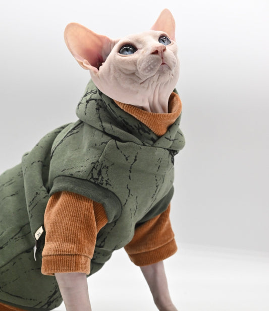 a stylish cat clothing for winter in earth tone color