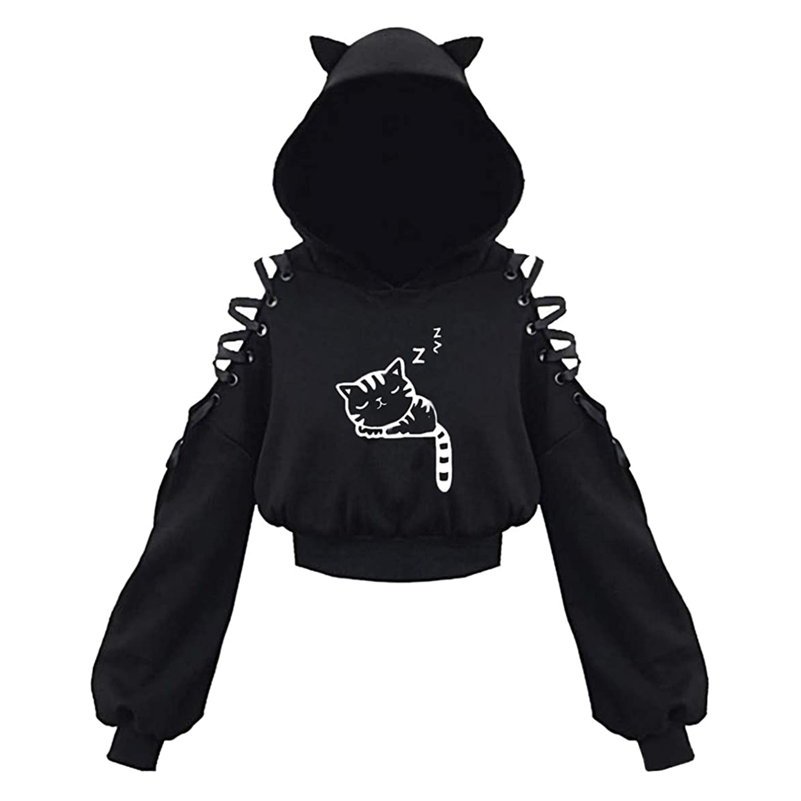 Cool harajuku style female cat hoodie with ear for cat lady