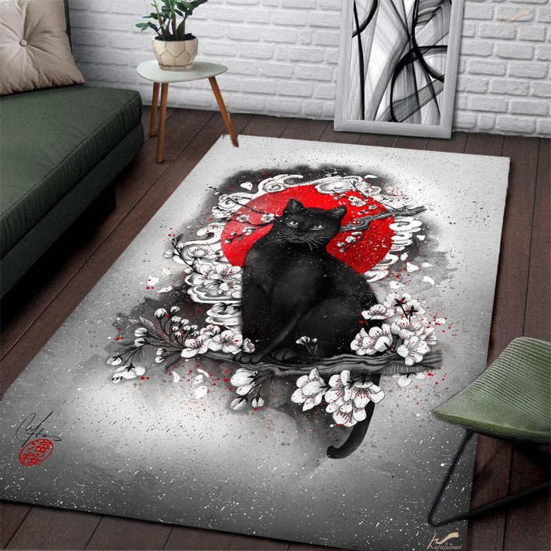 3D design Sakura cat carpet cat rug