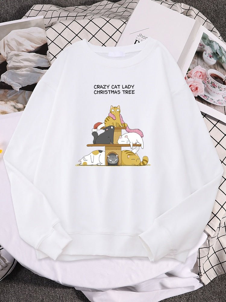 Meowgicians Crazy Cat Lady Sweatshirt The Perfect Christmas Gift for Cat Lady White S