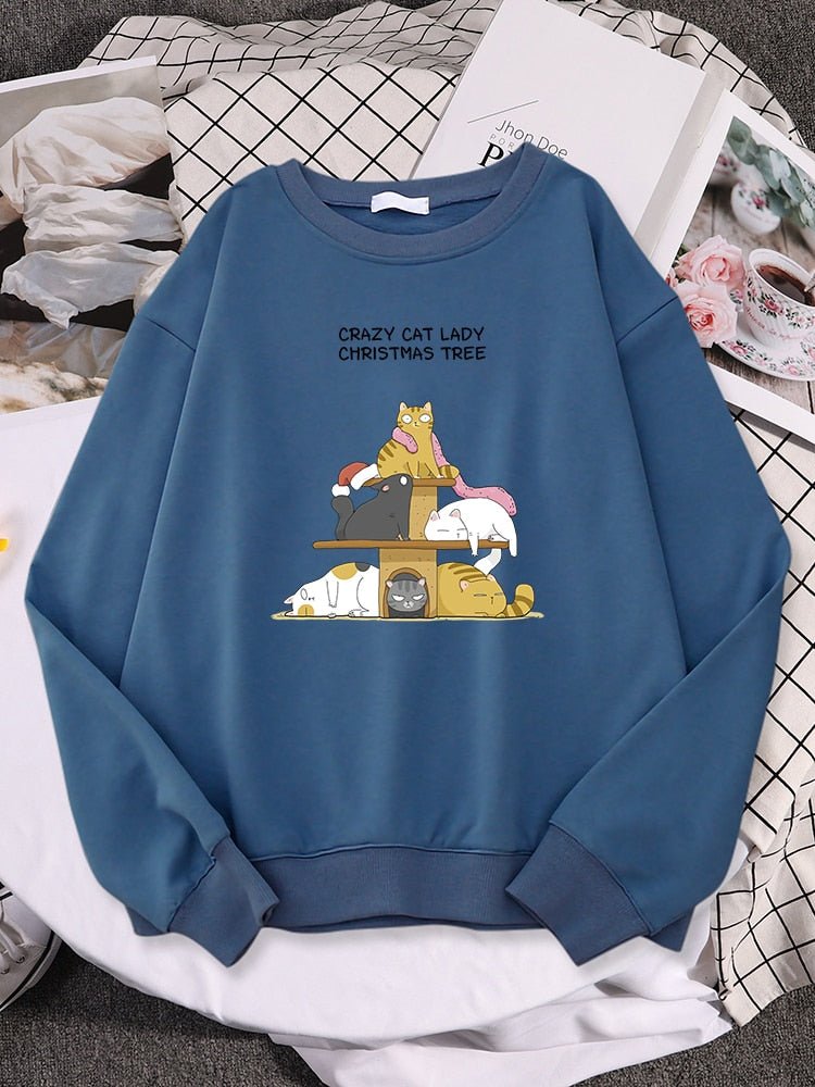 Meowgicians Crazy Cat Lady Sweatshirt The Perfect Christmas Gift for Cat Lady Gray L