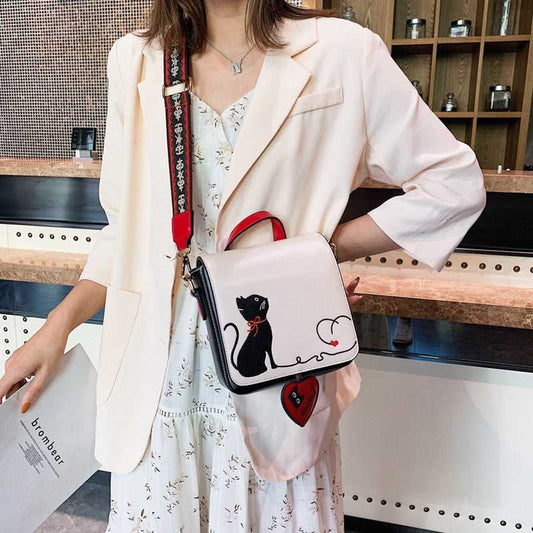 cute cat crossbody bag crossbody cat themed bag with stitching