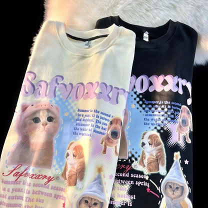 Cute Retro Design Dog & Cat Compilation Sweatshirt
