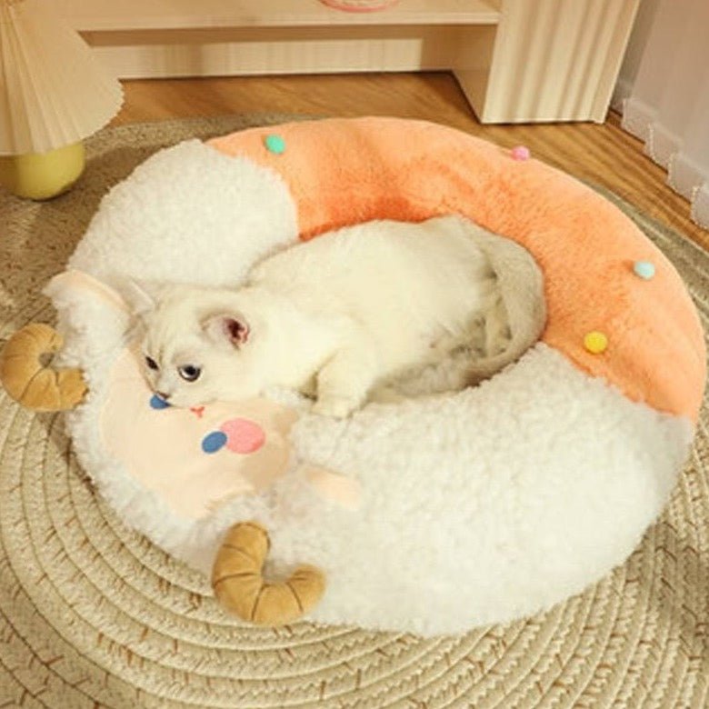 cute cat bed with beautiful goat design with ears made for adult cats