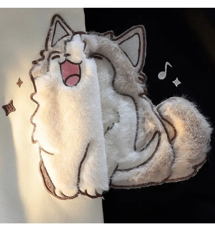 Cute Singing Fluffy Cat Hoodie