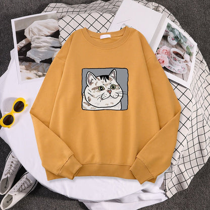 a brown cat sweatshirts for humans with dazed cat meme