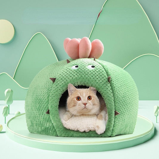 cactus style cat bedding with a cute design that gives a cave to cats