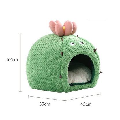 cat bed that looks like a green cactus and looks cute