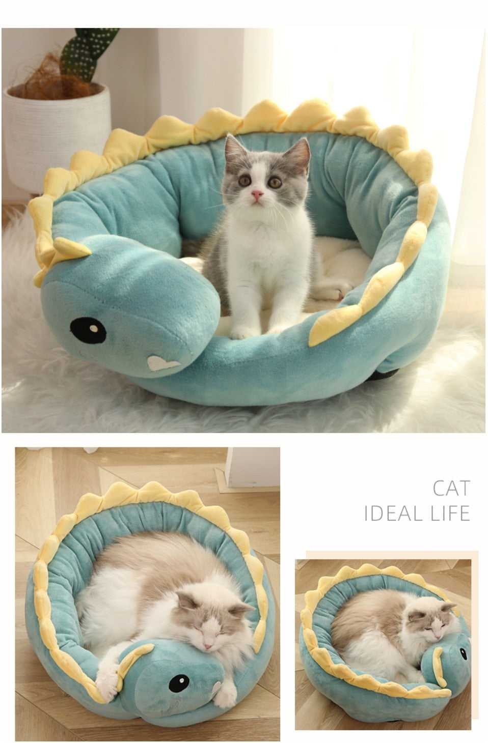 cute bedding made for cats with a unique dinosaur design made for pets