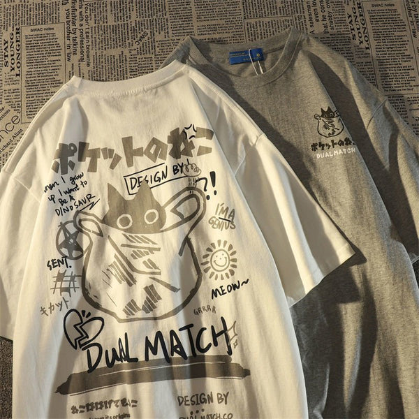 国内で当店のみ DETW - Mystic Cat Graphic Long Sleeve Tee Dual Match