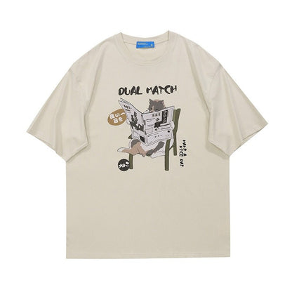 "Dual Match" premium harajuku cat t-shirt