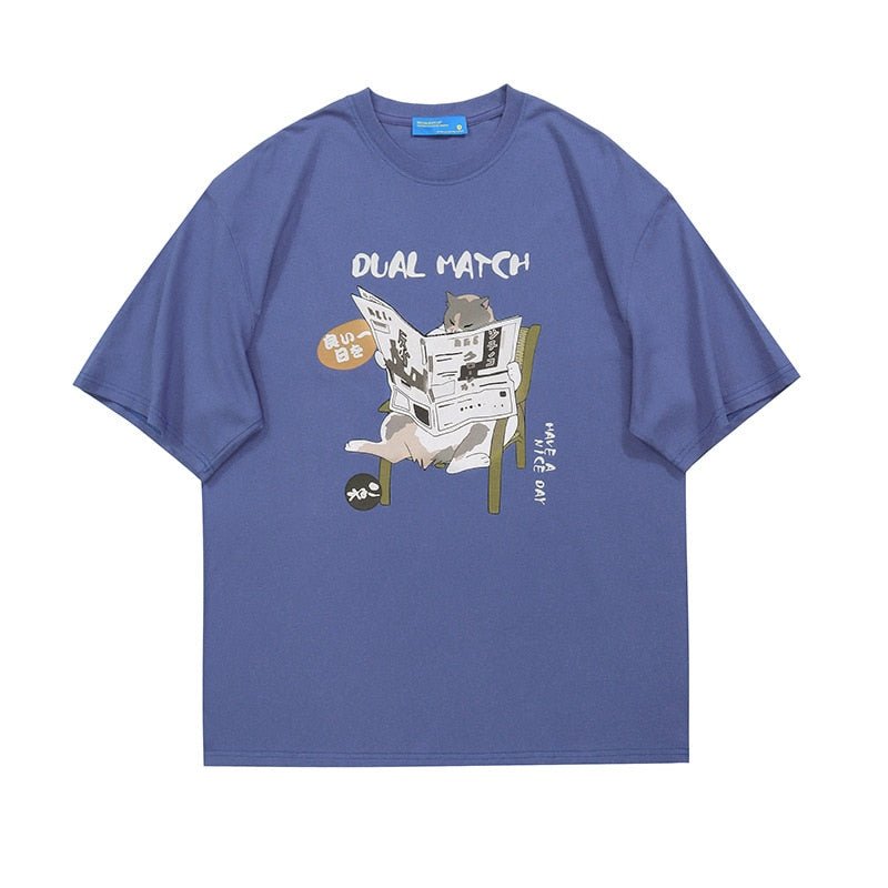 Dual Match Cat Shirt
 "Dual Match" premium harajuku cat t shirts