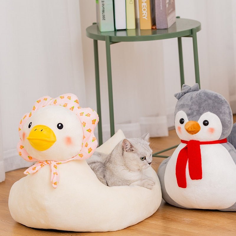 duck and penguin design anti anxiety cat bed with cute and adorable designs