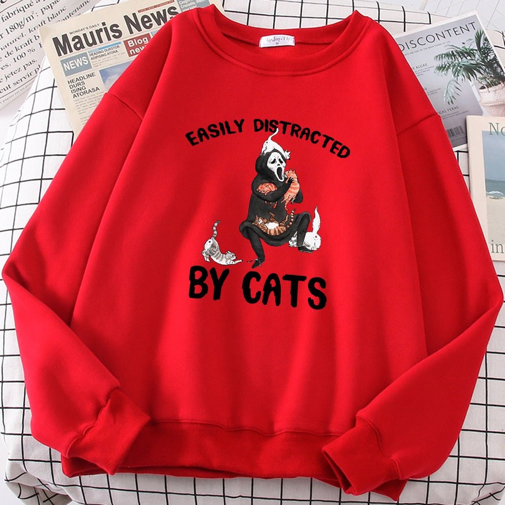 Easily Distracted By Cats Funny Cat Sweatshirt