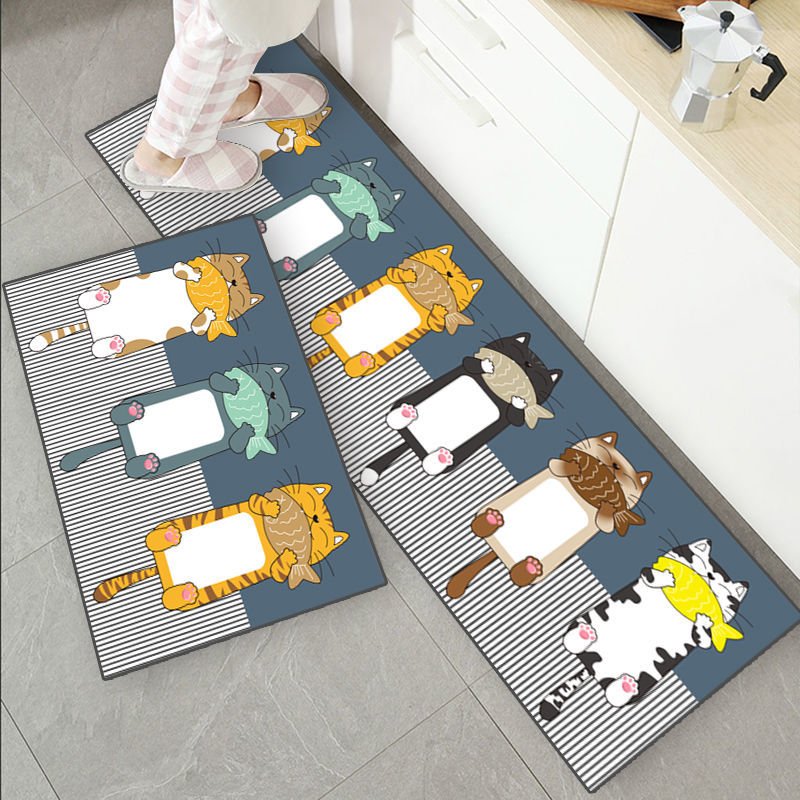 'Eating time! Kawaii cat rug carpet for kitchen & Living room