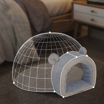 igloo design bed for pets with collapsable style for space saving