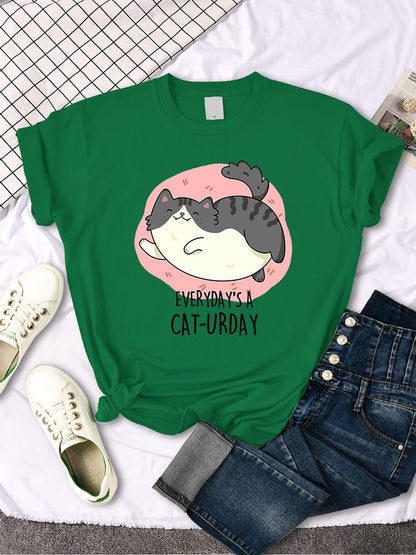 'Everyday is a cat-urday' Chubby Cat T-Shirt
