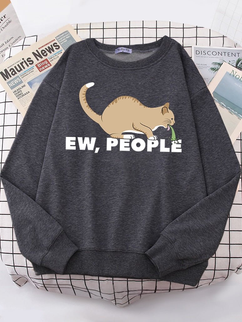 a black color funny cat sweatshirts with picture of cat puking
