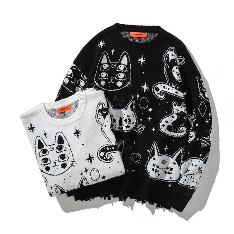 high quality cat mom sweatshirt with cartoon cats