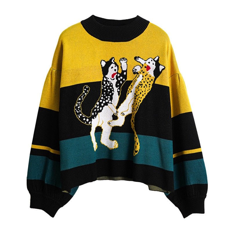 a cat embroidered sweatshirt with fighting cats design made from premium quality material