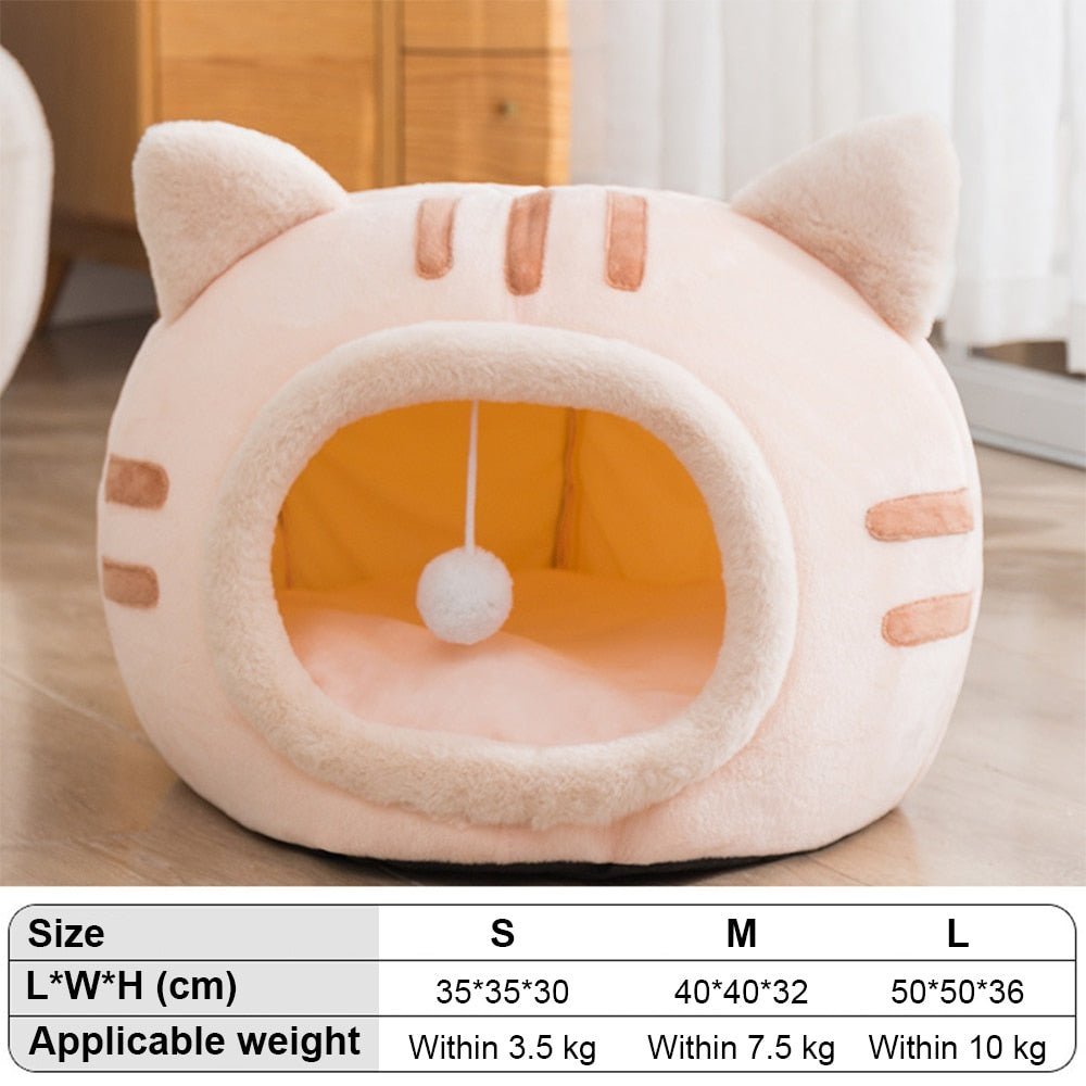 fluffy cat bed with ears