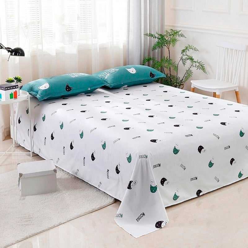 cat sheets with minimal cat illustration in white