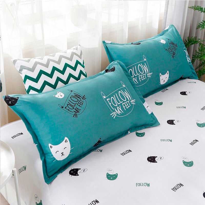 pillow case for bedding set with the quote follow my feet and with cat pictures