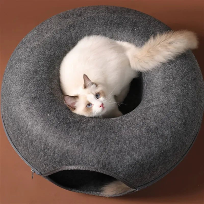 Fun & Interactive Donut Cat Bed With Minimalist Design