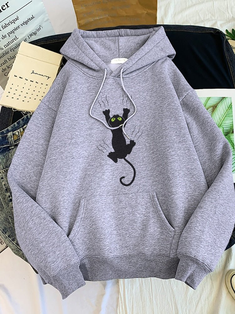 Funny cartoon black cat hoodie