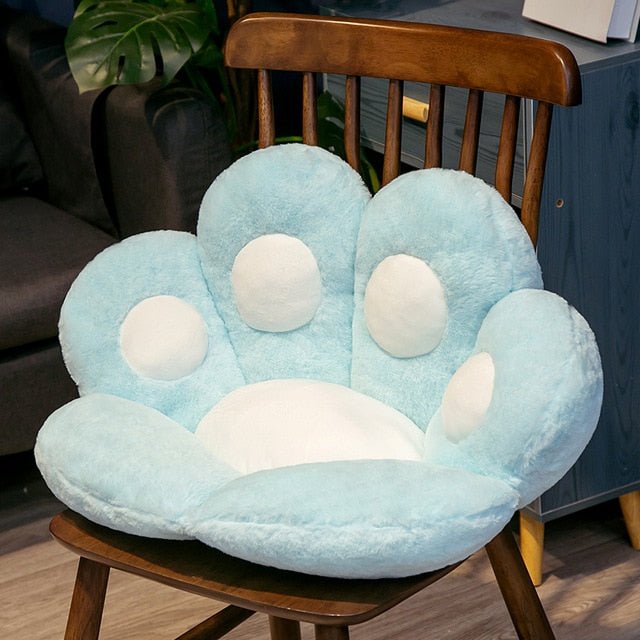 sky blue color cat paw shape plush cushion for chair