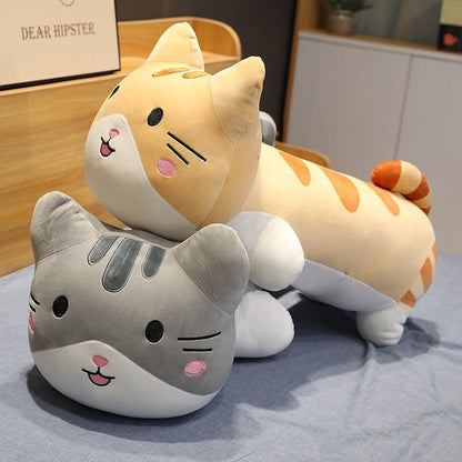 giant cat plush of ginger and grey cat