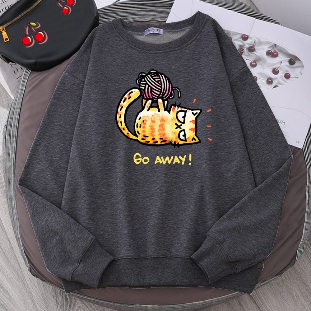 Go Away! Cat with yarn ball Sweatshirt