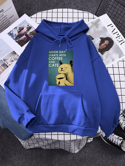 "Good Coffee & Cat Day" Funny Cat Hoodie