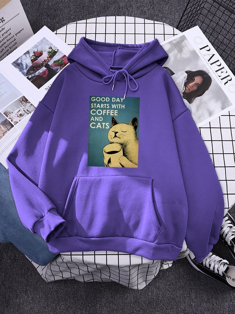 "Good Coffee & Cat Day" Funny Cat Hoodie