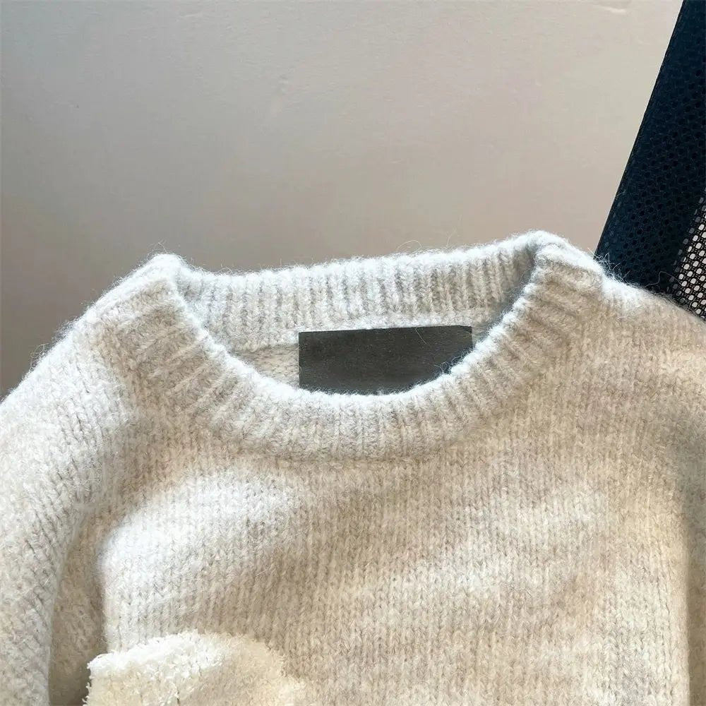 Gray Color Lazy Cat Knit Sweater For Cat Lady