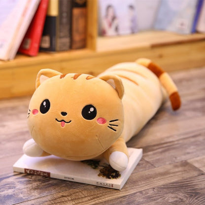 a brown color long cat stuffed animal for cuddling