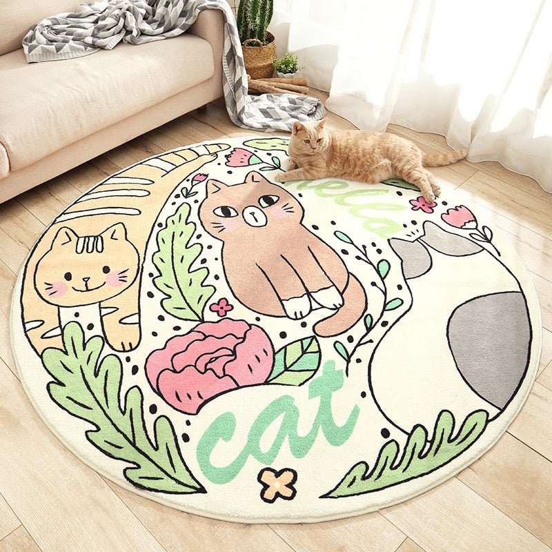 Smartcat Rug 'Happy cat and friends' Big size cat carpet cat rug for living room ...